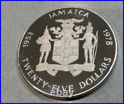 SILVER HUGE 1978 Jamaica 25 Dollars World Silver Coin