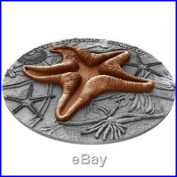 STARFISH WORLD OF FOSSILS 2 DOLLARS 2 OZ NIUE 2019 Silver coin