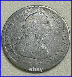 Scarce 1790 FM Mexico 4 Reales Silver World Coin Moneda Plata Fuerte Colony $1
