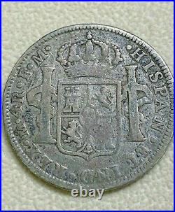 Scarce 1790 FM Mexico 4 Reales Silver World Coin Moneda Plata Fuerte Colony $1
