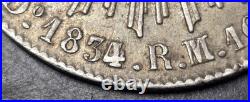 Scarce 1834 Mexico 8 Reales World Silver Coin Do RM Xf Possible Overdate Durango