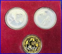 Set of 3 Gold and Silver coins FIFA World Cup Soccer Football Box Korea Japan