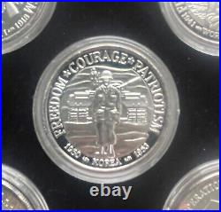 Set of (5) US War Commemorative. 999 Silver Coins WW1, WW2, Korea, Vietnam, DS