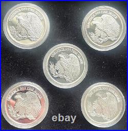 Set of (5) US War Commemorative. 999 Silver Coins WW1, WW2, Korea, Vietnam, DS