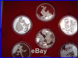 Set of 7 Rarities Disney Around The World. 999 Silver Coins with Display Box