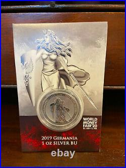 Silbermünze 1oz Germania 2019 World Money Fair Blister Ltd. Ed. 500 Stk #128