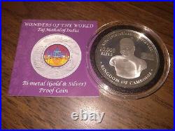 Silver Gold Taj Mahal The Wonders Of World Hologram Coin Cambodia 3k Mintage