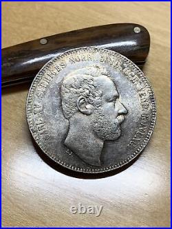 Sweden 1871 ST 4 Riksdaler Silver Crown Coin (AUDETAILS). 82 ASW WORLD COIN