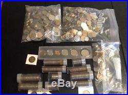 TEN 10 LB POUNDS FOREIGN MIXED COINS OLD UNSEARCHED WORLD LOT. SILVER And