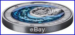 THE GREAT WHITE SHARK UNDERWATER WORLD 2018 3 oz $5 Pure Silver Coin ENAMEL