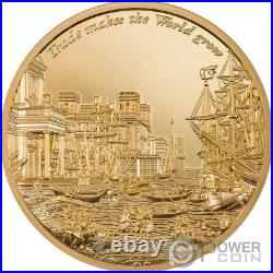 TRADE MAKES THE WORLD GROW Gilded 2 Oz Silver Coin 10$ Cook Islands 2022