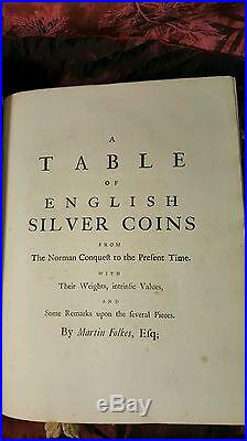 Tables of English silver and Gold Coins Folkes Martin 1763