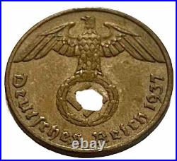 The 1937-A Ww2 EAGLE Third Reich World War 2 German Coin NAZI Old Antique US