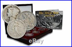 The Great War Box 6 SILVER Coins of 6 Nations from the First World War (WWI)