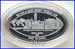 Tonga 1997 Rugby World Cup-Skyline of Hongkong Pa'anga Silver Coin, Proof