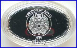 Tonga 1997 Rugby World Cup-Skyline of Hongkong Pa'anga Silver Coin, Proof
