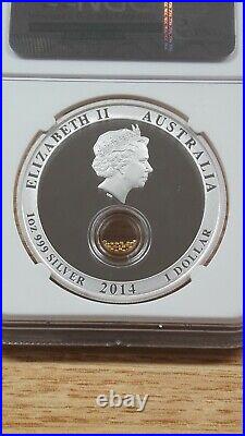 Treasures Of The World Australia 2014 1oz Silver Locket Coin With Gold Pf 70