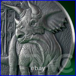 Triceratops Lost World 2 oz Antique finish Silver Coin CFA Cameroon 2025