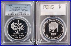 Trinidad & Tobago Proof 100$ Dollars Coin 2006 Year Km#64 Fifa Cup Pcgs Pr67