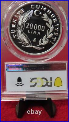 Turkey 1990 World Cup Italy Silver 20000 Lira Proof Soccer Football PCGS PR68