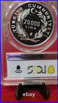 Turkey 1990 World Cup Italy Silver 20000 Lira Proof Soccer Football PCGS PR68