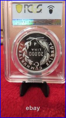 Turkey 1990 World Cup Italy Silver 20000 Lira REMUS & ROMULUS roman PCGS PR68