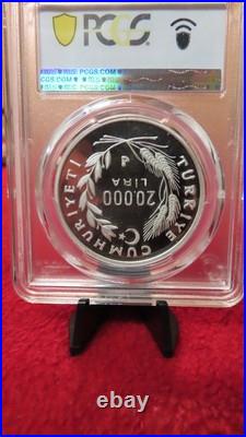 Turkey 1990 World Cup Italy Silver 20000 Lira REMUS & ROMULUS roman PCGS PR68