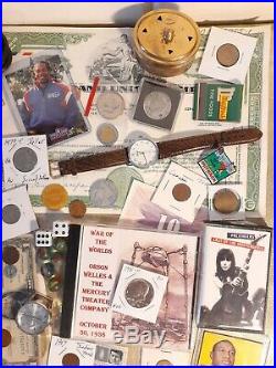 US/World Coin Lot Estate Silver/Coin Currency Junk Drawer Cards Watches Misc