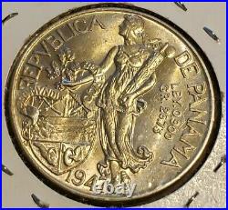 Uncirculated 1947 Panama ONE (AV) Balboa Silver World Coin Bullion. 900 Silver
