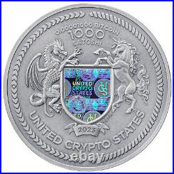 United Crypto States 2023 1000 Satoshi 2-oz Silver Binary World Series PRESALE