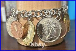VTG STERLING SILVER Coin Charm BRACELET Coins Of The World NEW withBox