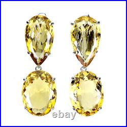 Valentine 925 Silver Earrings Oval Citrine 48ct Handmade Gemstone Jewelry