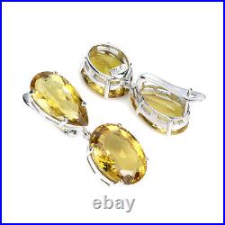 Valentine 925 Silver Earrings Oval Citrine 48ct Handmade Gemstone Jewelry