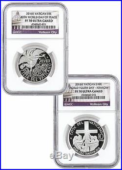 Vatican Silver Proof Coins NGC PF70 UC World Day of Peace Set of 2 2016 SKU46605