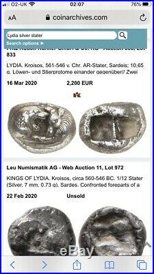 Very Rare, Lydian 11g Silver Half Stater Coin (561-564 Bc) Worlds First Coin