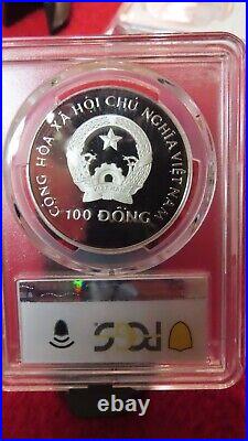 Vietnam 1989 World Cup Italy 999 Silver 100 Dong Soccer / Football PCGS PR67