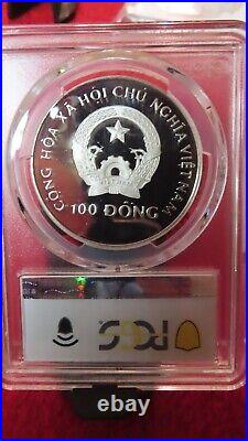 Vietnam 1989 World Cup Italy 999 Silver 100 Dong Soccer / Football PCGS PR67