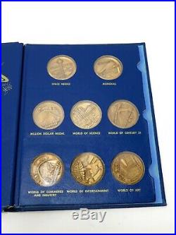 Vtg 1962 SEATTLE WORLD'S FAIR BRONZE MEDALS Not Silver COMPLETE BOOK Art Coins