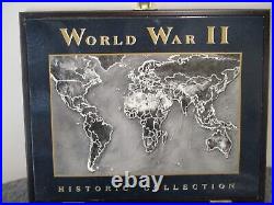 WORLD WAR II HISTORIC COLLECTION 25 COINS (19 SILVER) 2 STAMPS +MEDAL withWOOD BOX