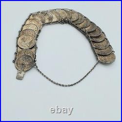 WWI Russian Trench Art Coin Kopeyk Bracelet Tzar Nicholas II Silver Kopek Coins