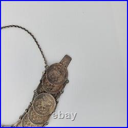 WWI Russian Trench Art Coin Kopeyk Bracelet Tzar Nicholas II Silver Kopek Coins