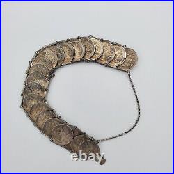 WWI Russian Trench Art Coin Kopeyk Bracelet Tzar Nicholas II Silver Kopek Coins