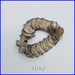 WWI Russian Trench Art Coin Kopeyk Bracelet Tzar Nicholas II Silver Kopek Coins