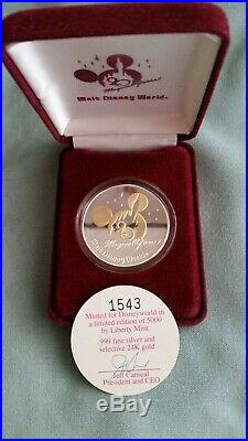 Walt Disney World 20th Anniversary(1971-1991) 1 Troy Oz. 999 Fine Silver Coin