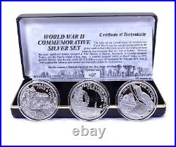 Westminster Mint WW2 3 Coin Set 1 OZ 999 Silver PEARL HARBOR IWO JIMA NORMANDY