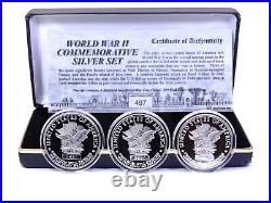 Westminster Mint WW2 3 Coin Set 1 OZ 999 Silver PEARL HARBOR IWO JIMA NORMANDY