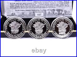 Westminster Mint WW2 3 Coin Set 1 OZ 999 Silver PEARL HARBOR IWO JIMA NORMANDY