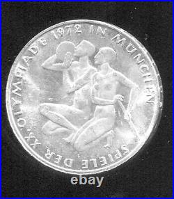 World Coins Germany 1972g Munich Olympics 10 Mark Gem Bu (a968). 625 Silver