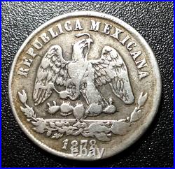 World Coins -OLD 1878 50 CENTAVOS SILVER COIN MEXICAN LIBERTAD SECOND REPUBLIC