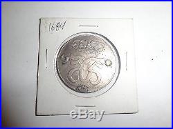World Foreign Coin 1684 Marck Danske Silver Krone Copenhagen Denmark Extreme Rar